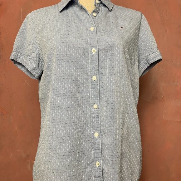 Women's Tommy Hilfiger Denim Short Sleeve Button-Down/Denim Collared Shirt Women - Picture 8 of 8